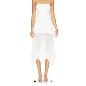 Superdown White Strapless Midi Dress